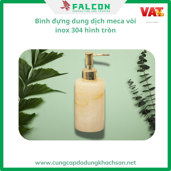 Bình đựng meca hình tròn vòi inox 304