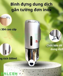 Bình đựng dung dịch gắn tường đơn cao cấp inox 304