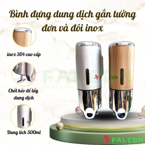 bình đựng dung dịch gắn tường đôi inox 304