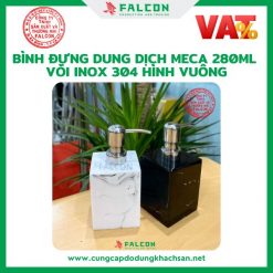 Bình đựng dung dịch meca 280ml vòi inox 304 hình vuông.