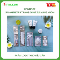 IN ẤN LOGO THEO YÊU CẦU COMBO 02 BỘ AMENITIES TRẮNG ĐÓNG TÚI MÀNG NHÔM