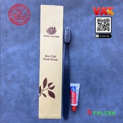 bàn chải đen mờ in logo khách sạn