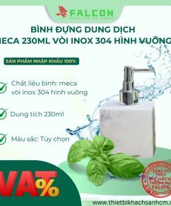Bình đựng dung dịch meca 230ml vòi inox 304 hình vuông