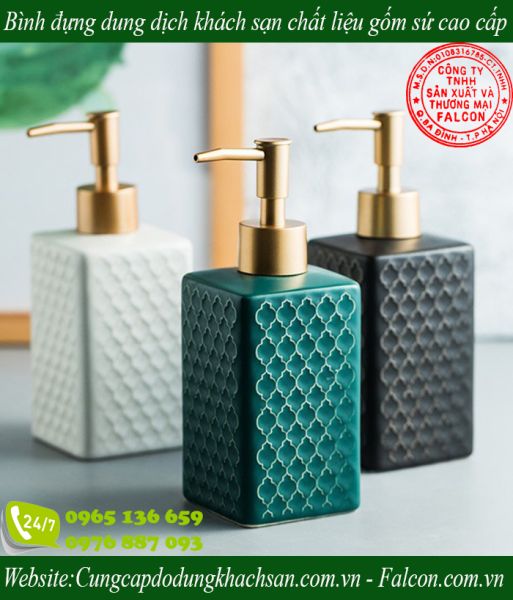Lọ đựng dung dịch khách sạn cao cấp với 3 loại màu sắc khác nhau. 