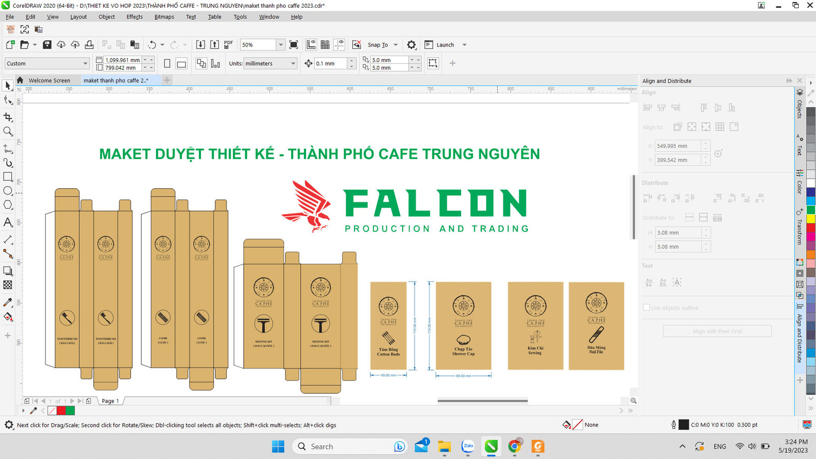 Bản thiết kế bao bì túi giấy thân thiện môi trường do đội ngũ nhân viên tại Falcon thiết kế