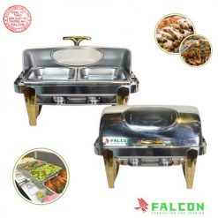 Nồi hâm buffet chữ nhật chân đúc - mạ vàng