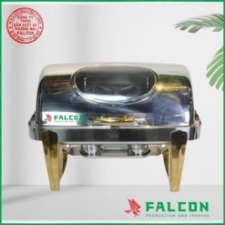 Nồi hâm buffet chữ nhật chân đúc - mạ vàng